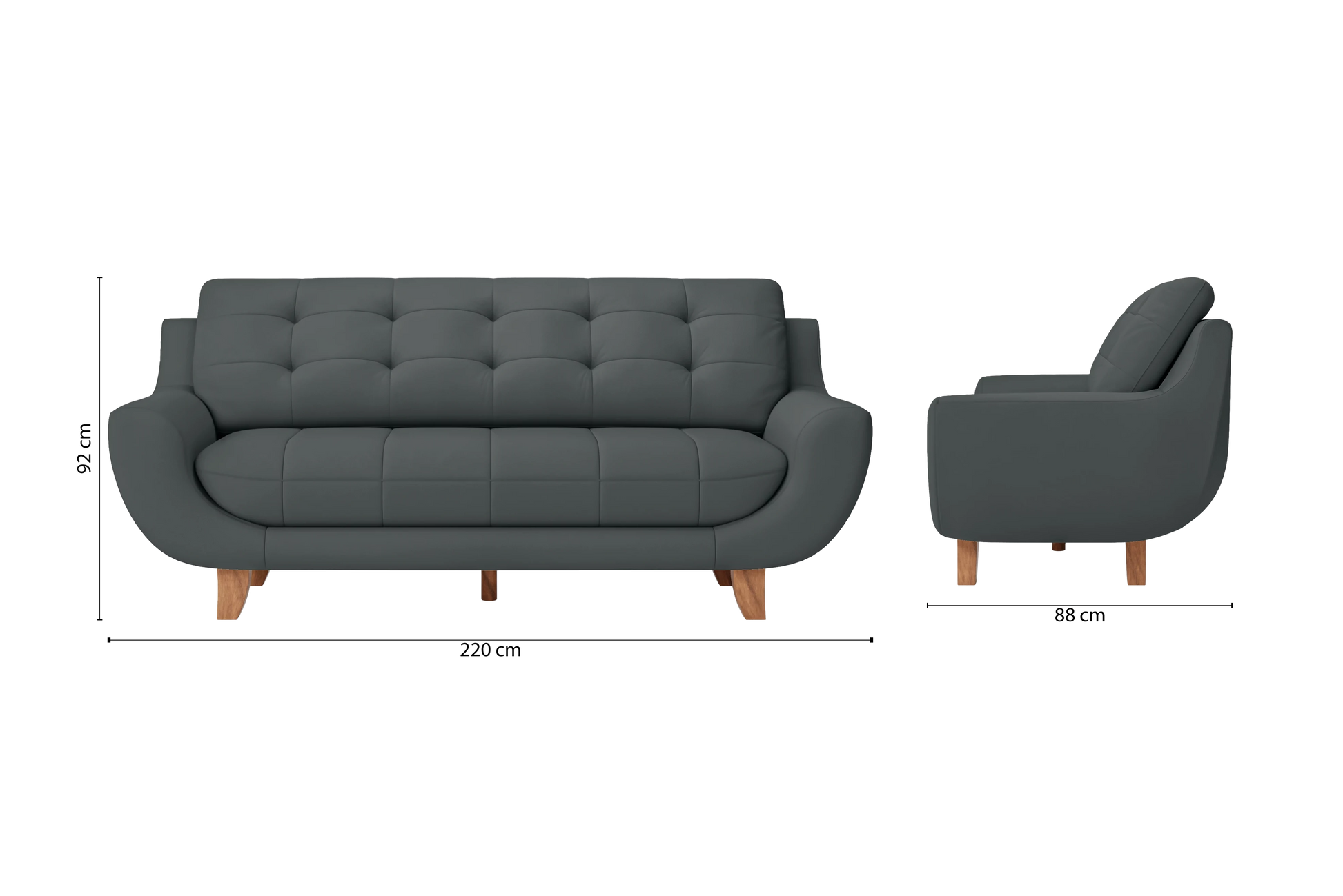 Perugia 4 Seater Sofa Slate Leather