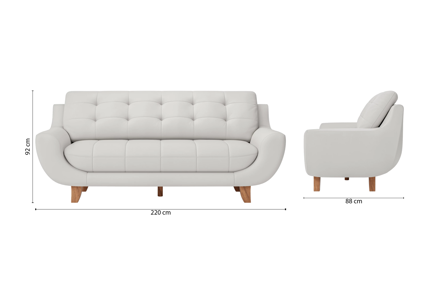 Perugia 4 Seater Sofa White Leather