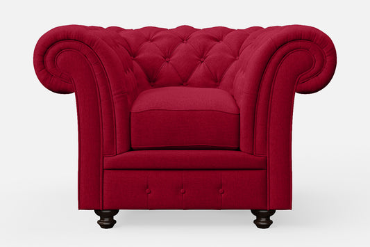 Pesaro Armchair Red Linen Fabric