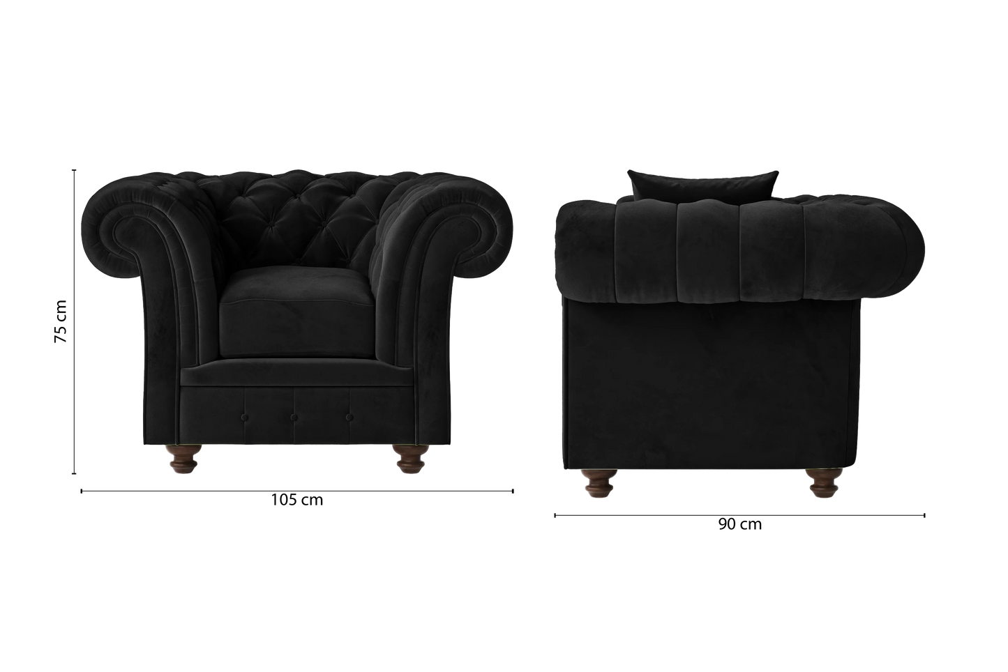 Pesaro Armchair Black Velvet