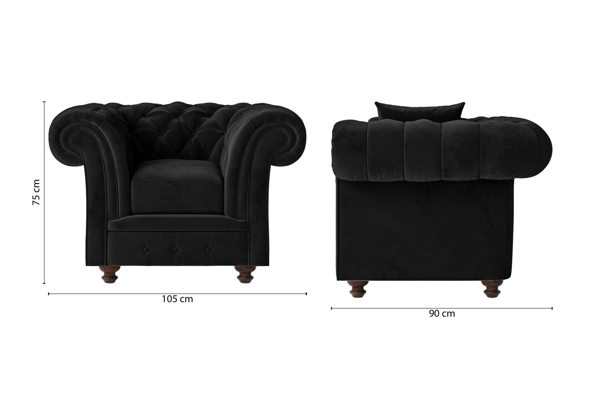 Pesaro Armchair Black Velvet