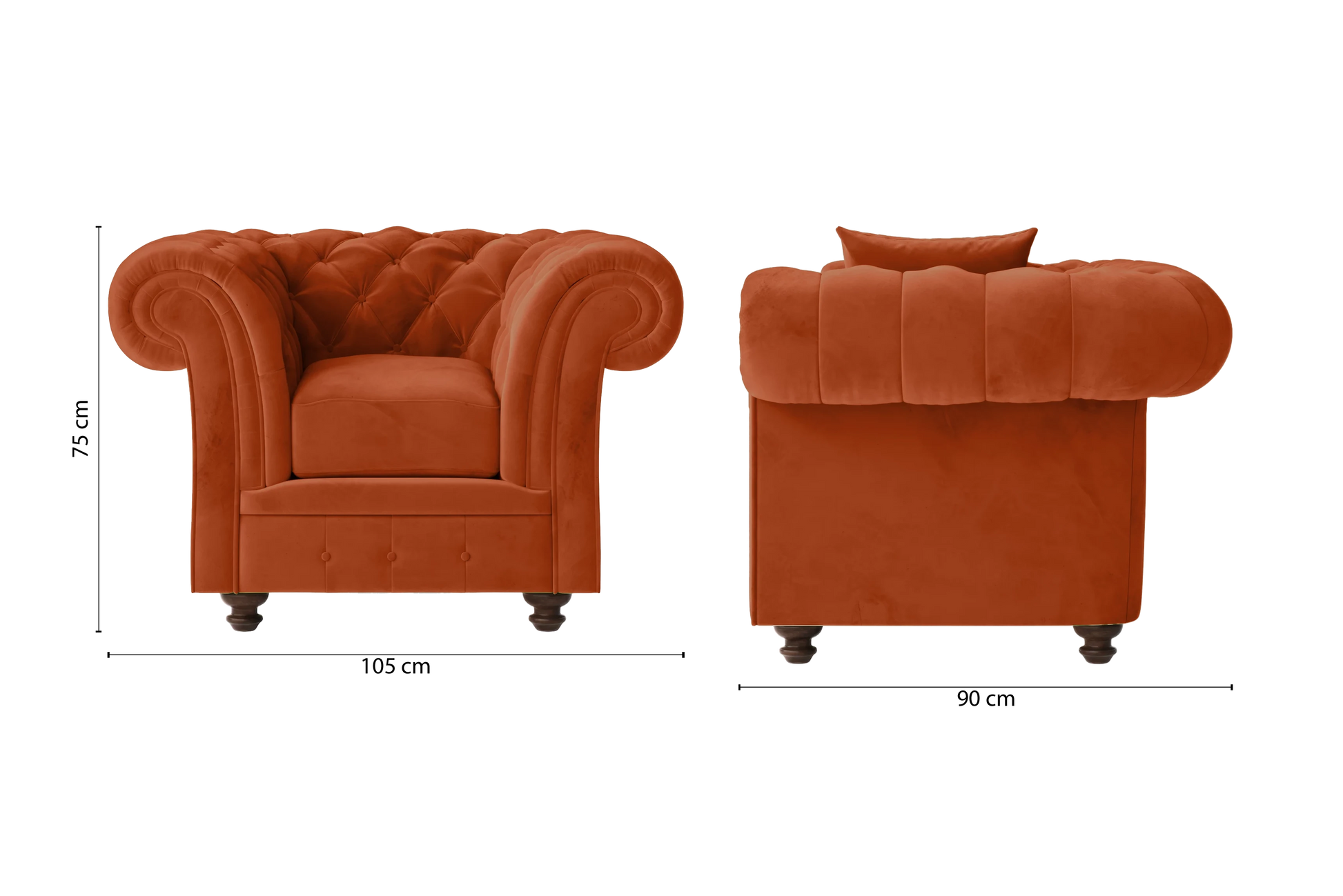 Pesaro Armchair Orange Velvet