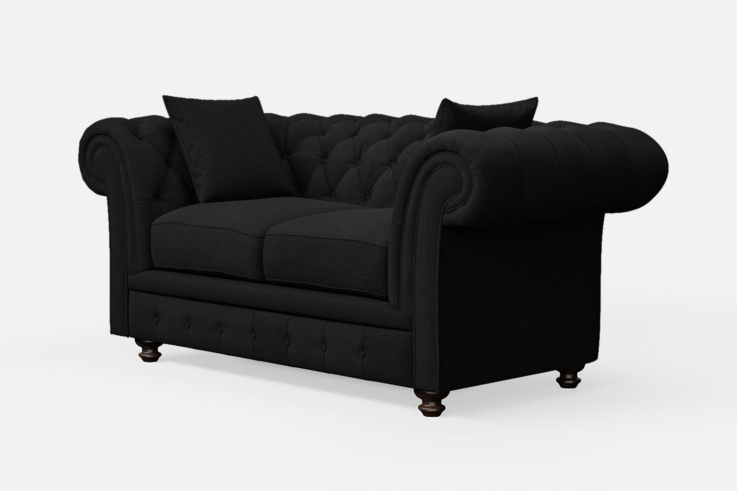 Pesaro 2 Seater Sofa Black Linen Fabric