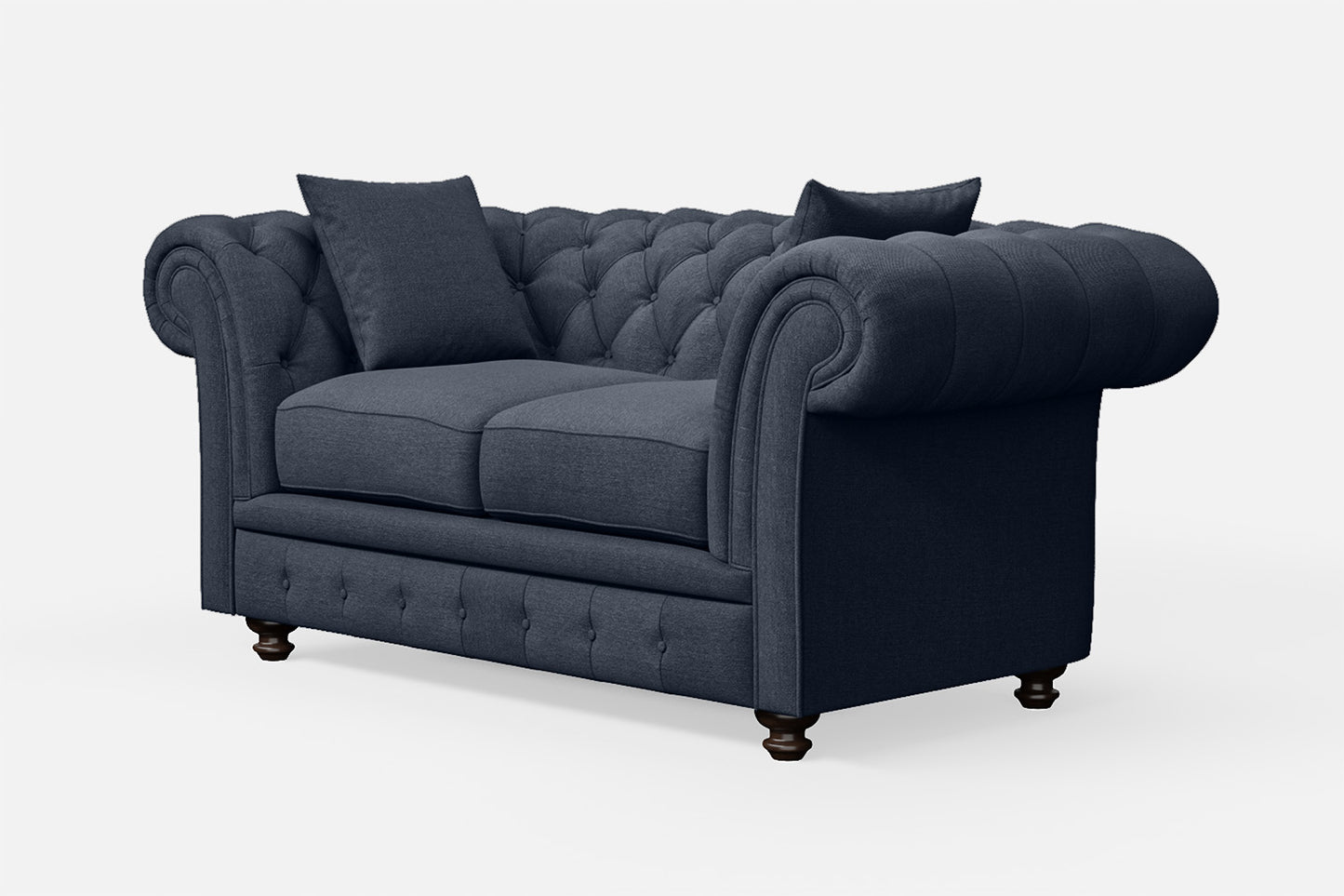 Pesaro 2 Seater Sofa Dark Blue Linen Fabric