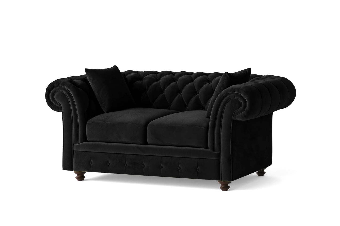 Pesaro 2 Seater Sofa Black Velvet