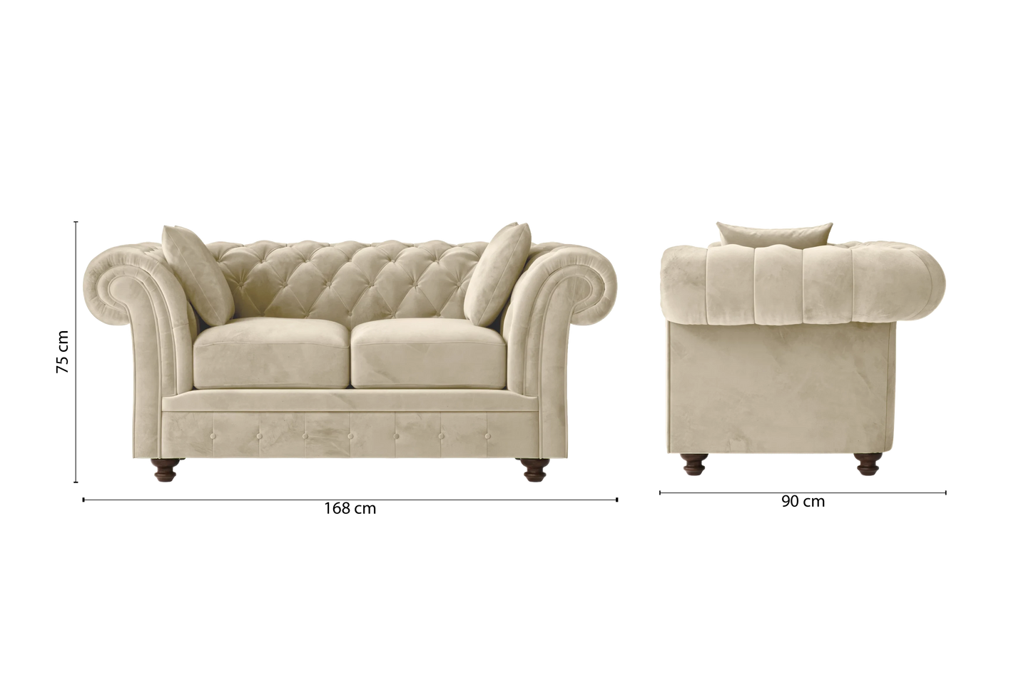 Pesaro 2 Seater Sofa Cream Velvet