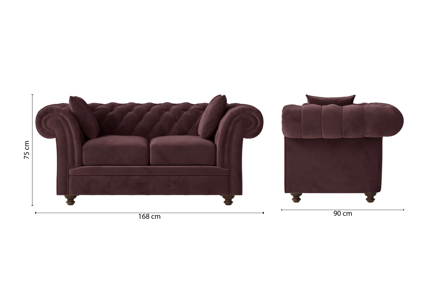 Pesaro 2 Seater Sofa Grape Velvet