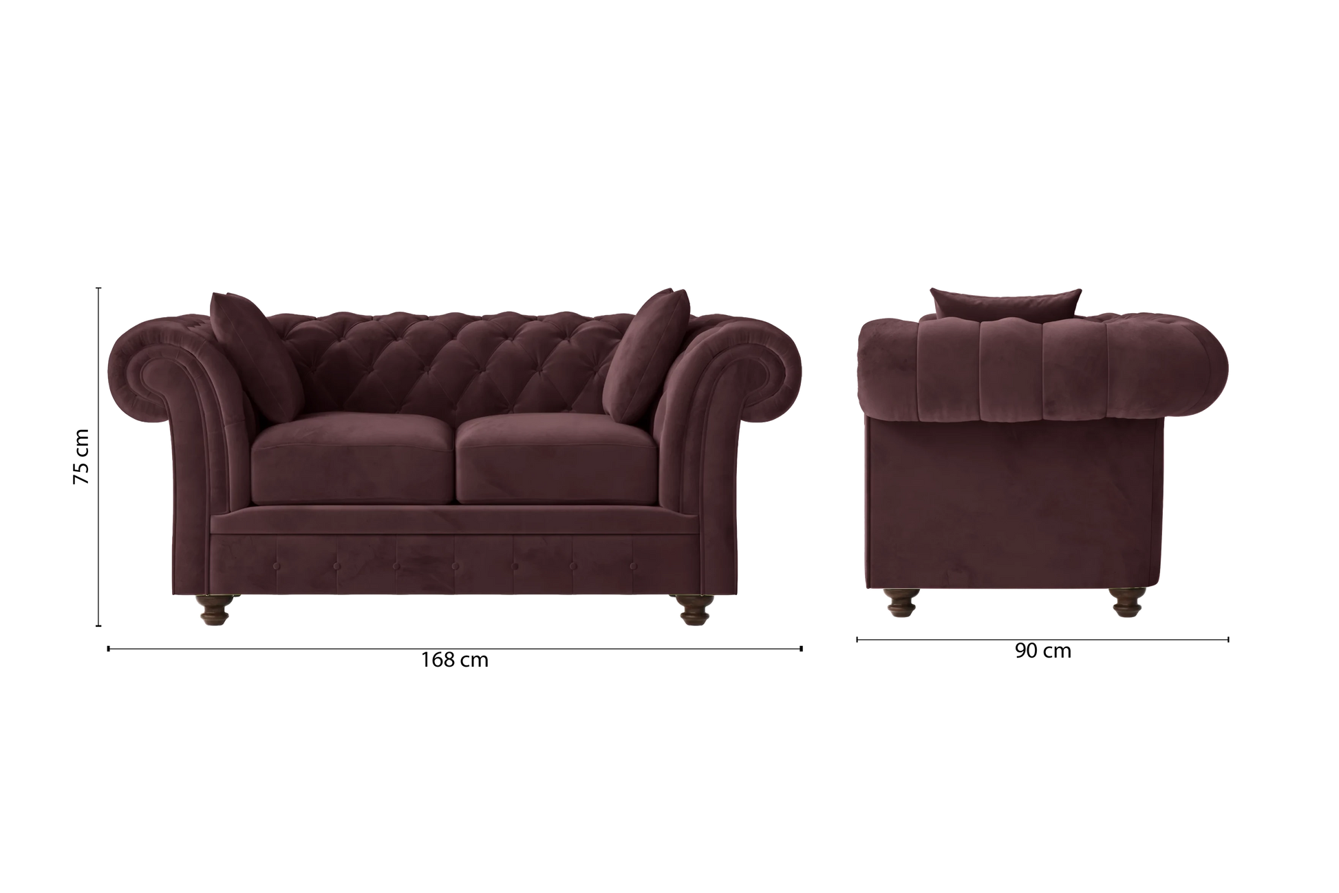 Pesaro 2 Seater Sofa Grape Velvet