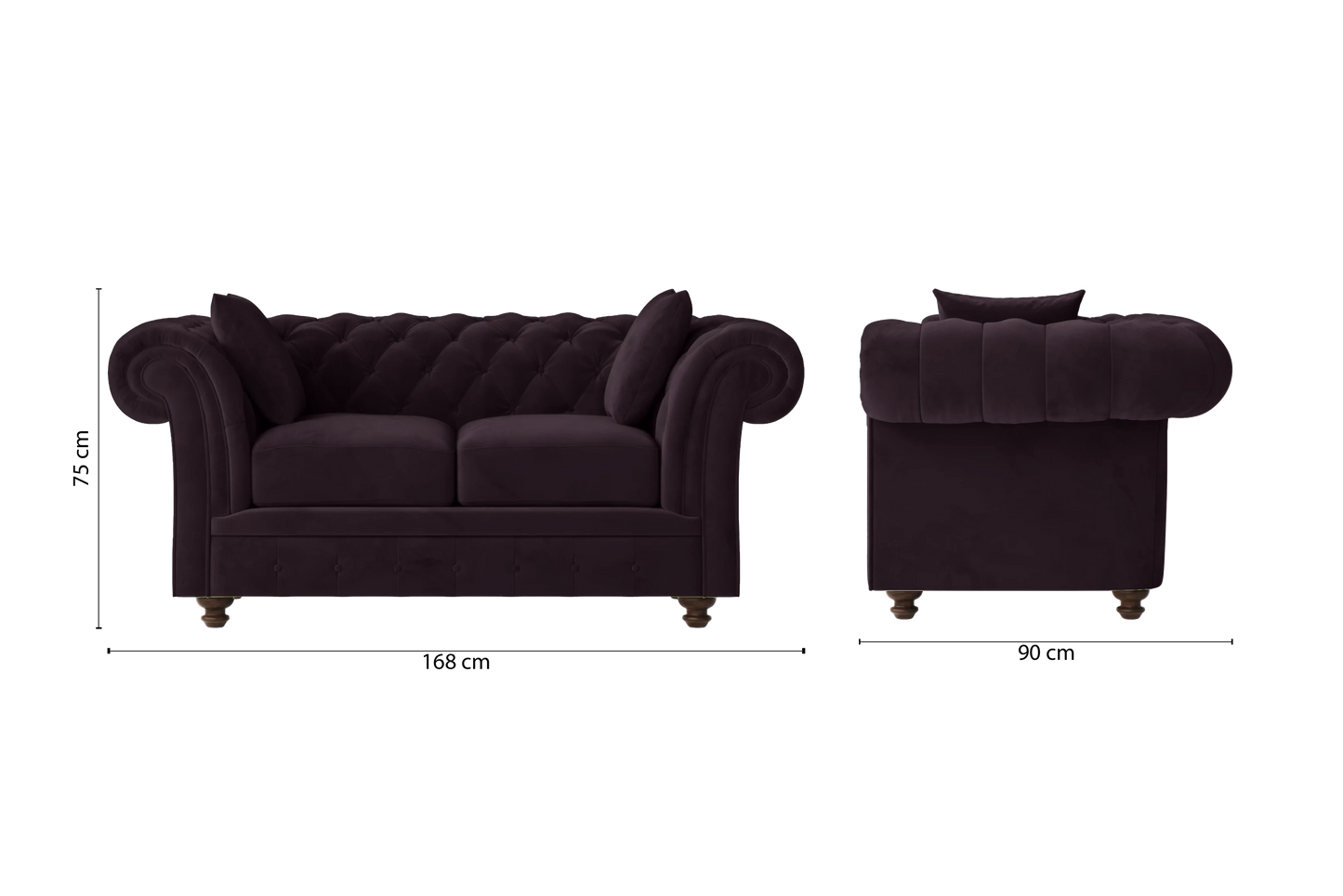 Pesaro 2 Seater Sofa Purple Velvet