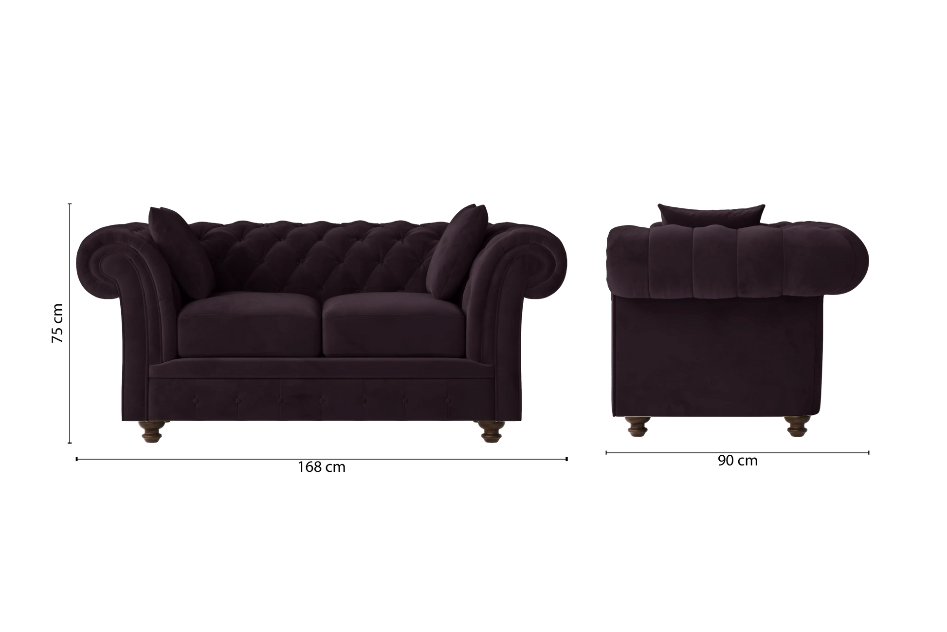 Pesaro 2 Seater Sofa Purple Velvet