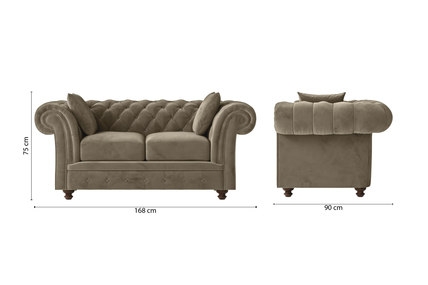 Pesaro 2 Seater Sofa Sand Velvet