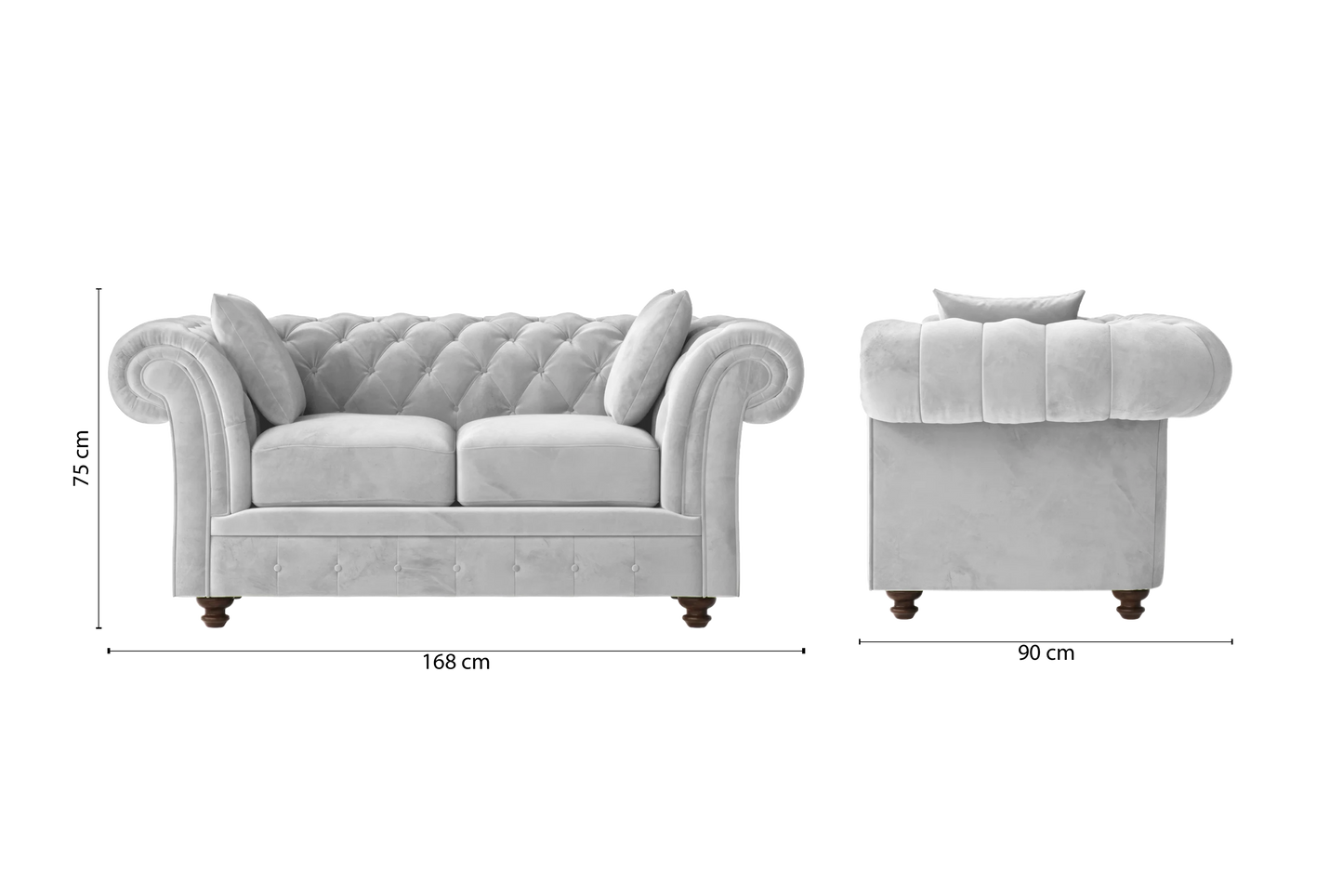 Pesaro 2 Seater Sofa White Velvet