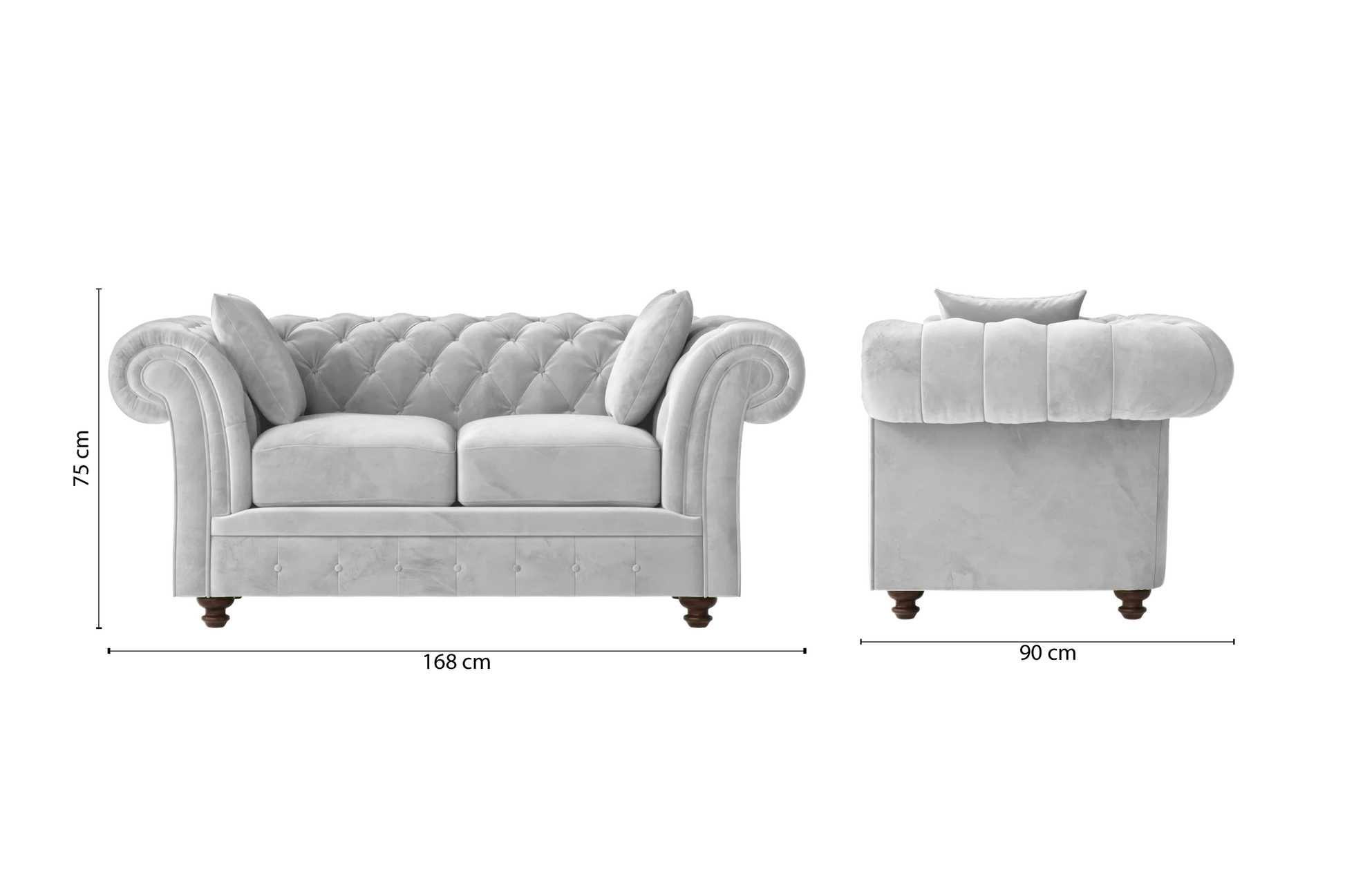 Pesaro 2 Seater Sofa White Velvet