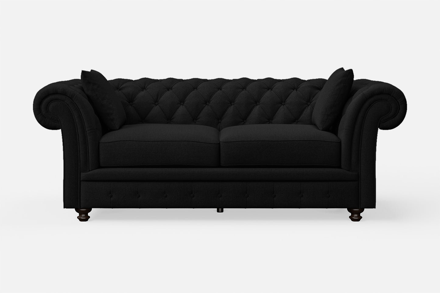 Pesaro 3 Seater Sofa Black Linen Fabric