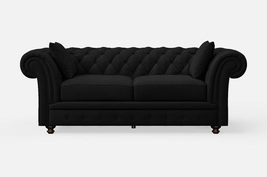 Pesaro 3 Seater Sofa Black Linen Fabric