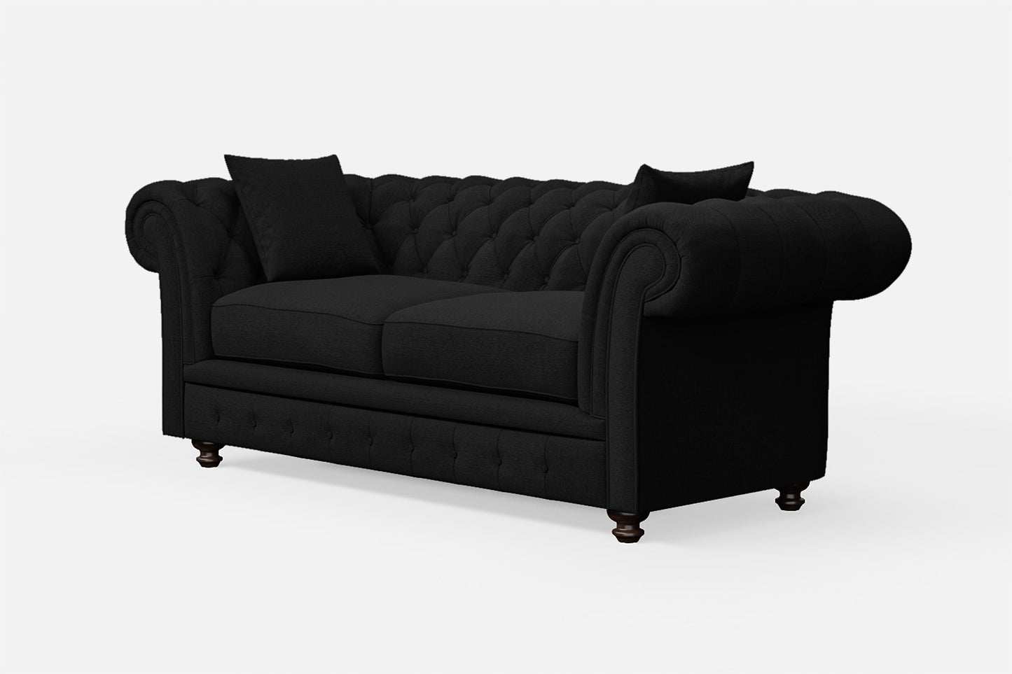 Pesaro 3 Seater Sofa Black Linen Fabric