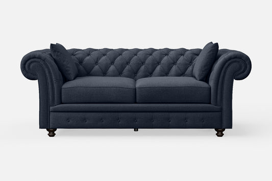 Pesaro 3 Seater Sofa Dark Blue Linen Fabric