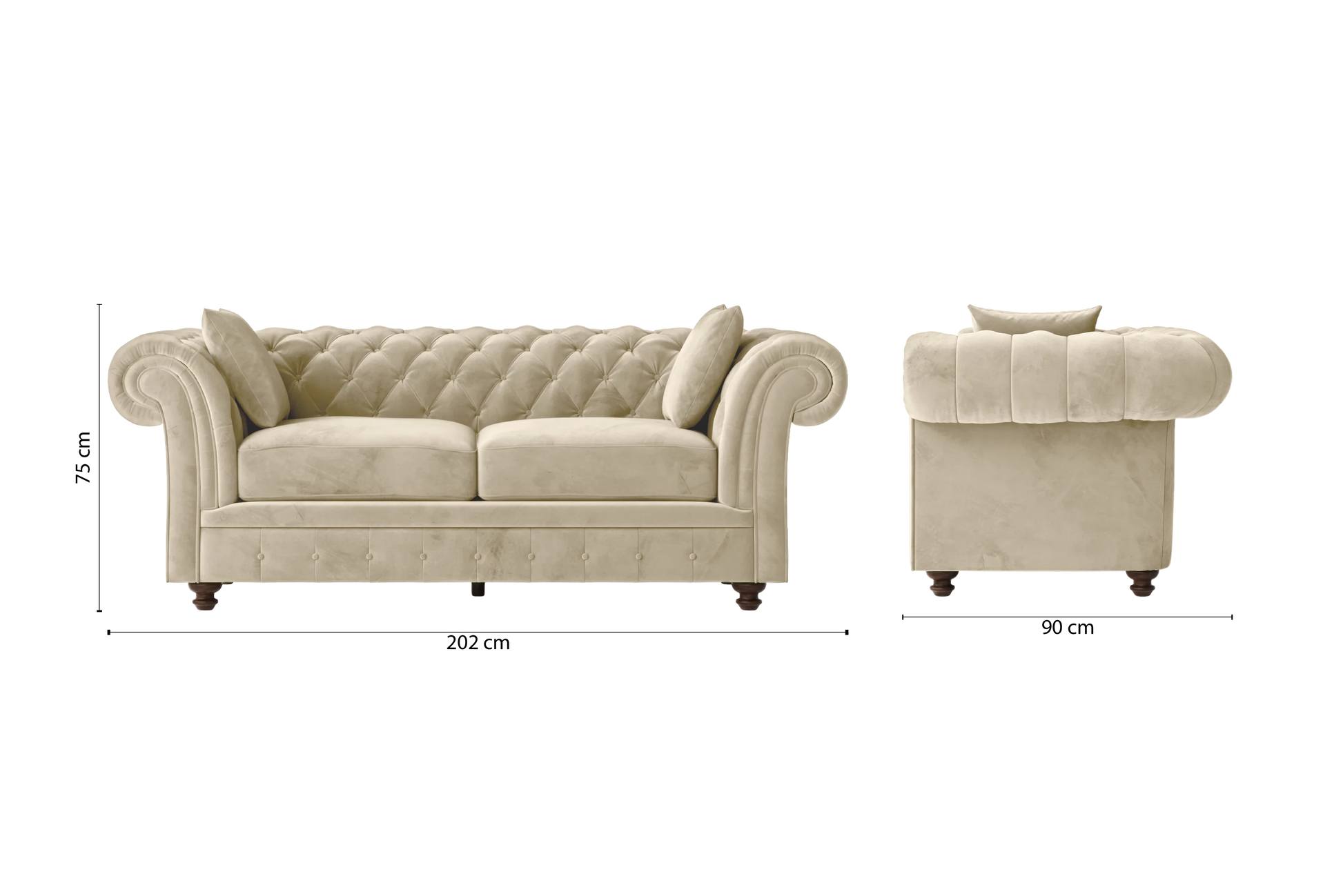 Pesaro 3 Seater Sofa Cream Velvet