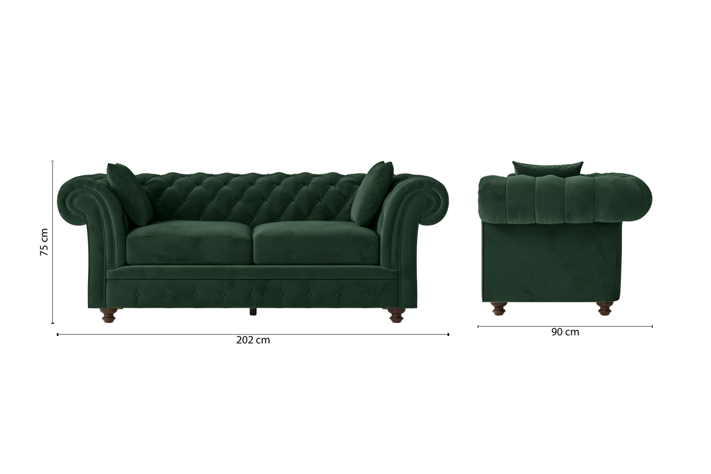 Pesaro 3 Seater Sofa Green Velvet