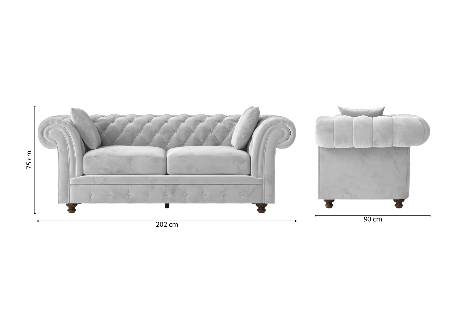 Pesaro 3 Seater Sofa White Velvet