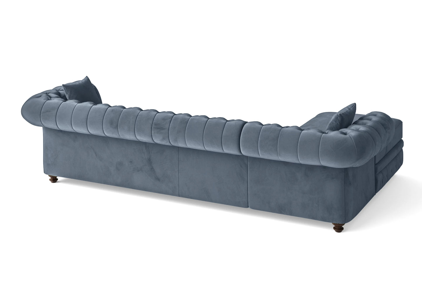 Pesaro 4 Seater Left Hand Facing Chaise Lounge Corner Sofa Baby Blue Velvet