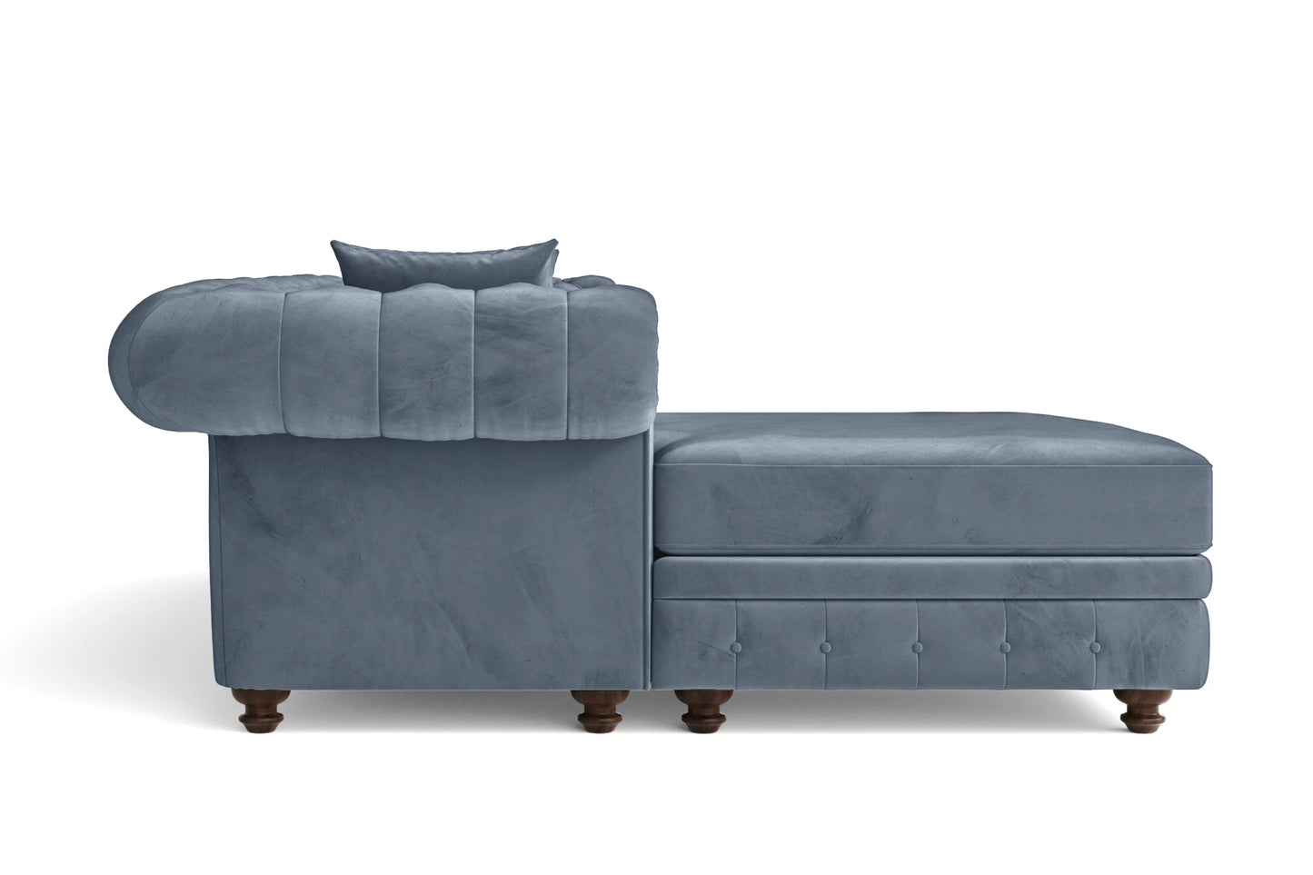 Pesaro 4 Seater Left Hand Facing Chaise Lounge Corner Sofa Baby Blue Velvet