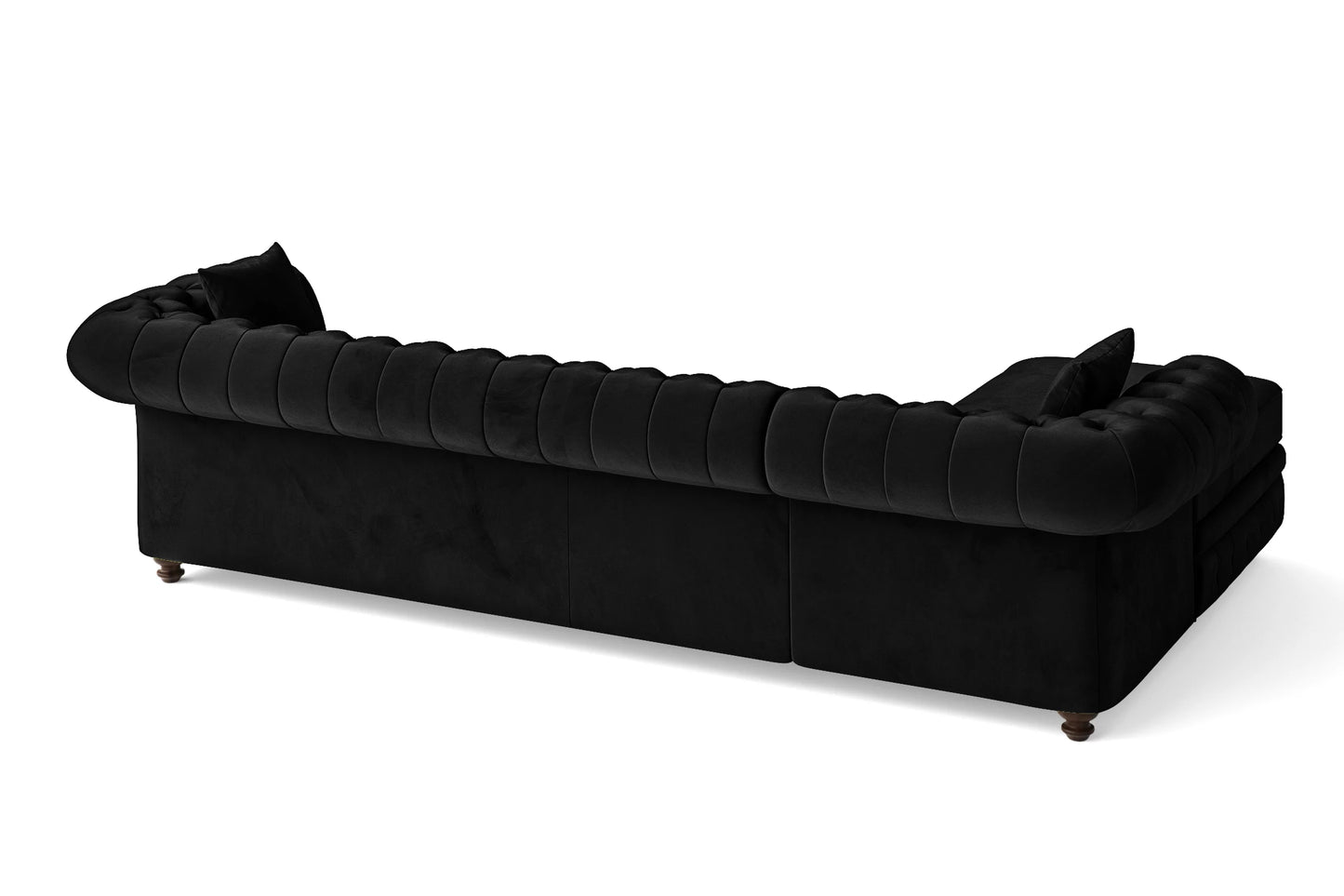 Pesaro 4 Seater Left Hand Facing Chaise Lounge Corner Sofa Black Velvet