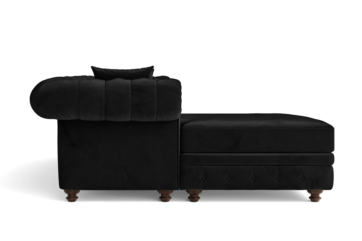 Pesaro 4 Seater Left Hand Facing Chaise Lounge Corner Sofa Black Velvet