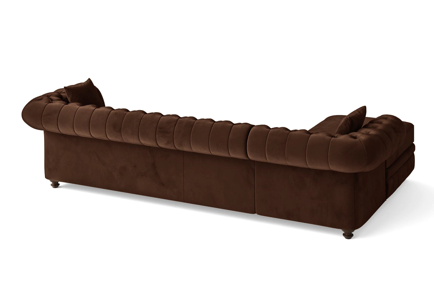 Pesaro 4 Seater Left Hand Facing Chaise Lounge Corner Sofa Coffee Brown Velvet