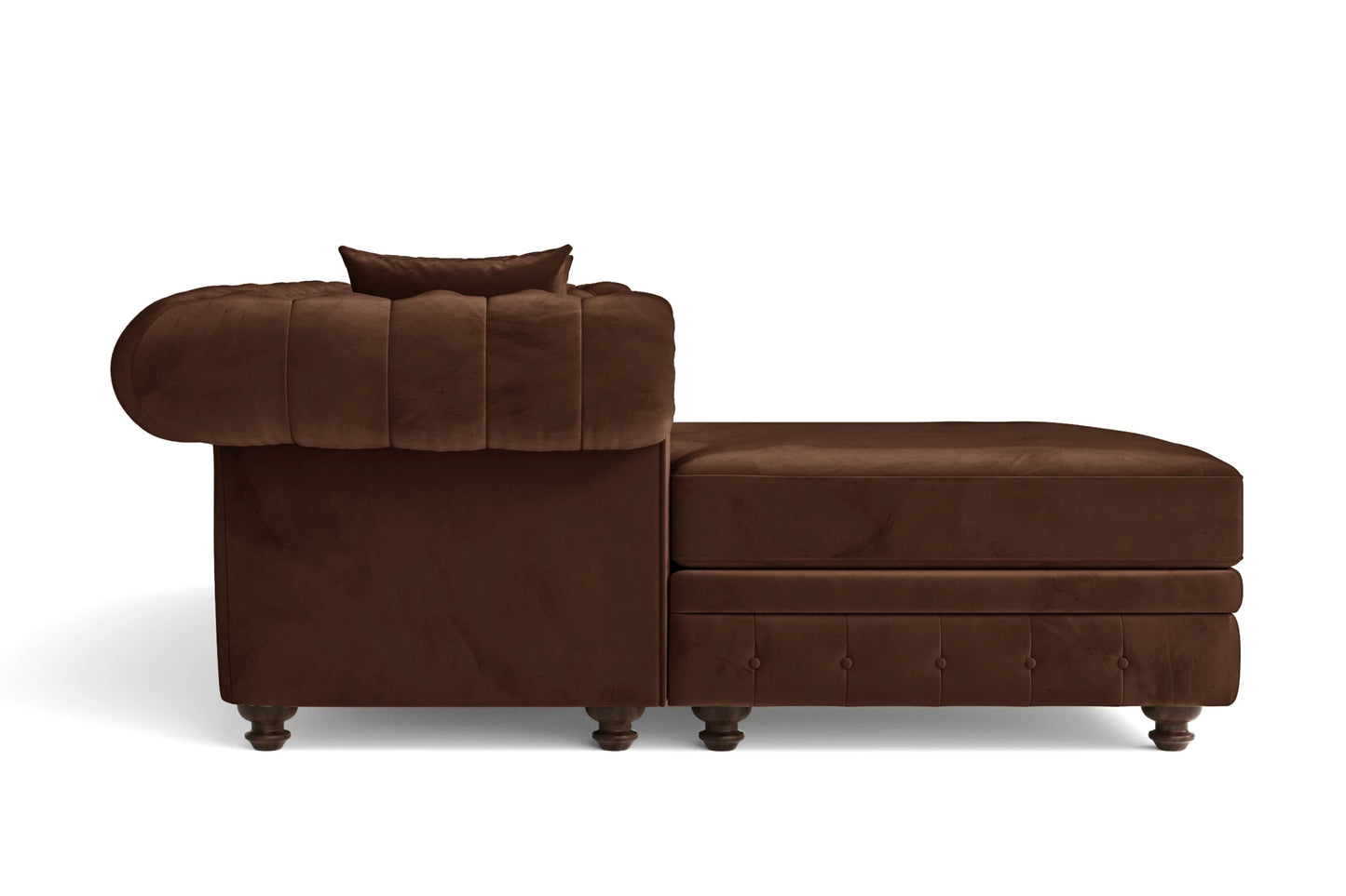 Pesaro 4 Seater Left Hand Facing Chaise Lounge Corner Sofa Coffee Brown Velvet