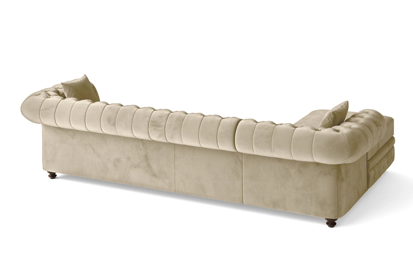 Pesaro 4 Seater Left Hand Facing Chaise Lounge Corner Sofa Cream Velvet