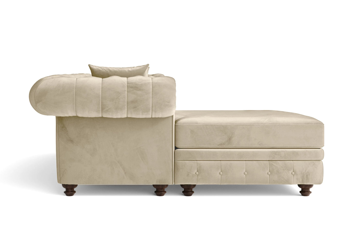 Pesaro 4 Seater Left Hand Facing Chaise Lounge Corner Sofa Cream Velvet