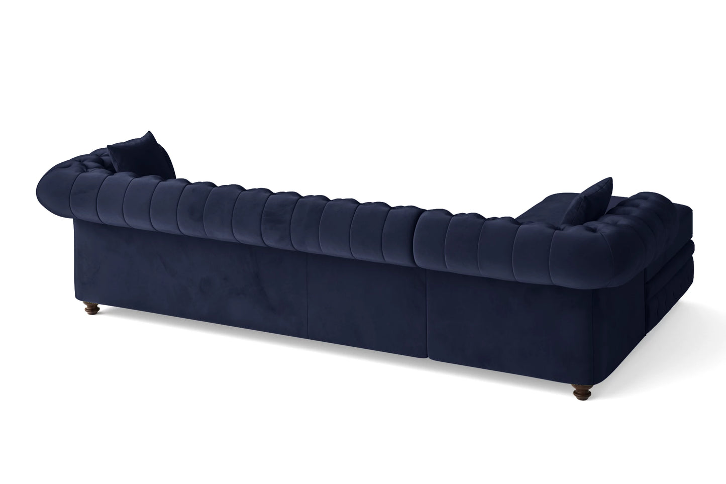 Pesaro 4 Seater Left Hand Facing Chaise Lounge Corner Sofa Dark Blue Velvet