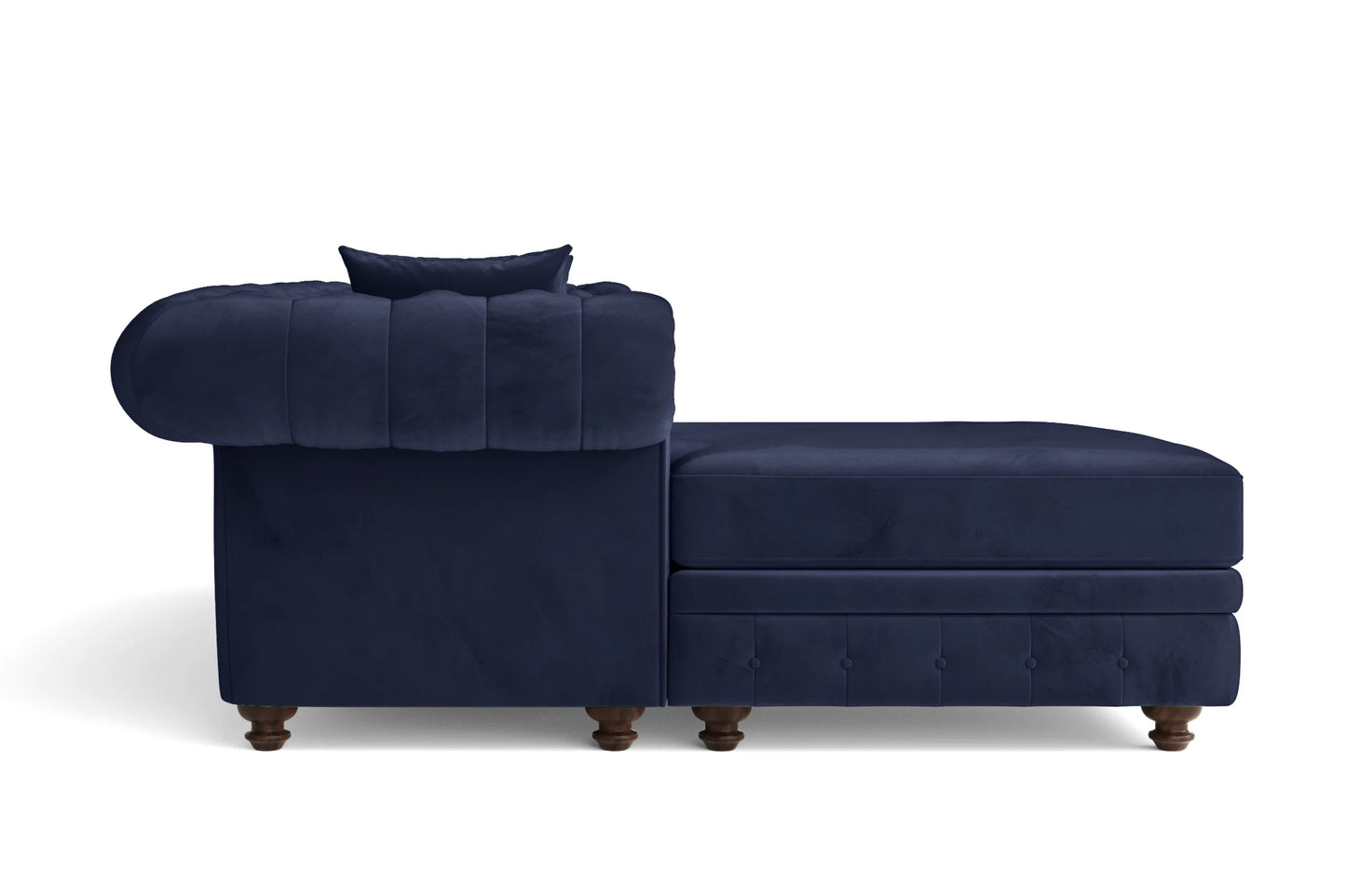 Pesaro 4 Seater Left Hand Facing Chaise Lounge Corner Sofa Dark Blue Velvet