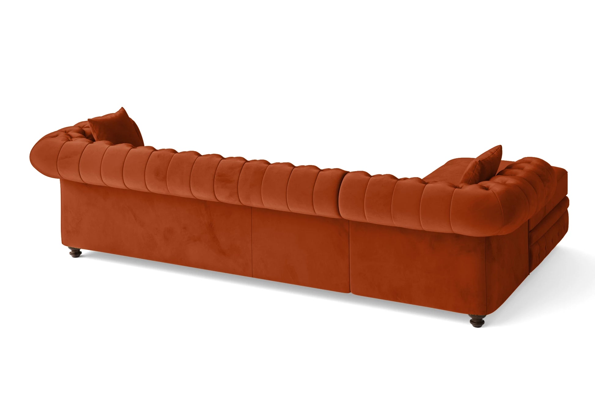 Pesaro 4 Seater Left Hand Facing Chaise Lounge Corner Sofa Orange Velvet