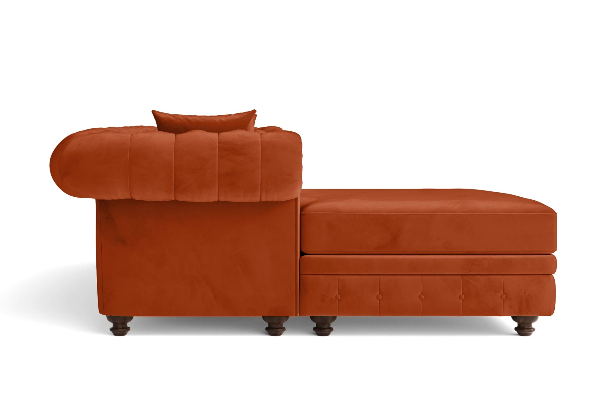 Pesaro 4 Seater Left Hand Facing Chaise Lounge Corner Sofa Orange Velvet