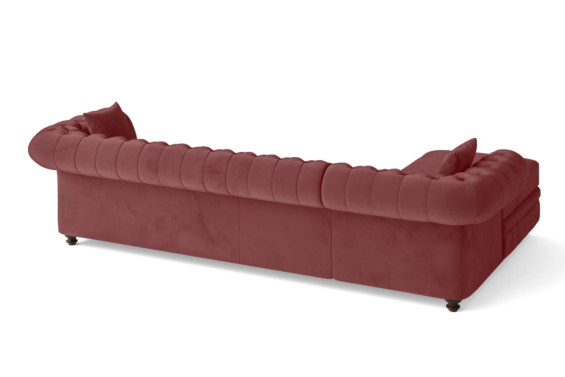 Pesaro 4 Seater Left Hand Facing Chaise Lounge Corner Sofa Pink Velvet