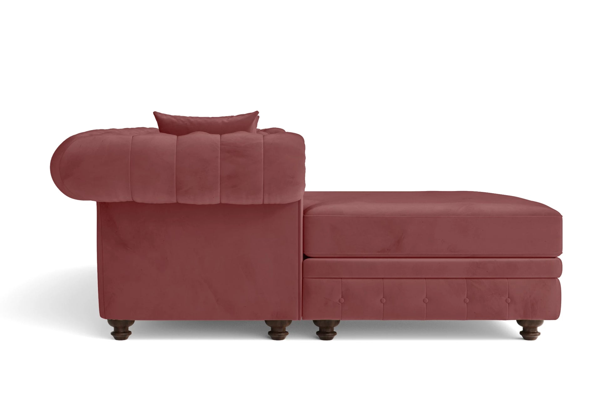 Pesaro 4 Seater Left Hand Facing Chaise Lounge Corner Sofa Pink Velvet