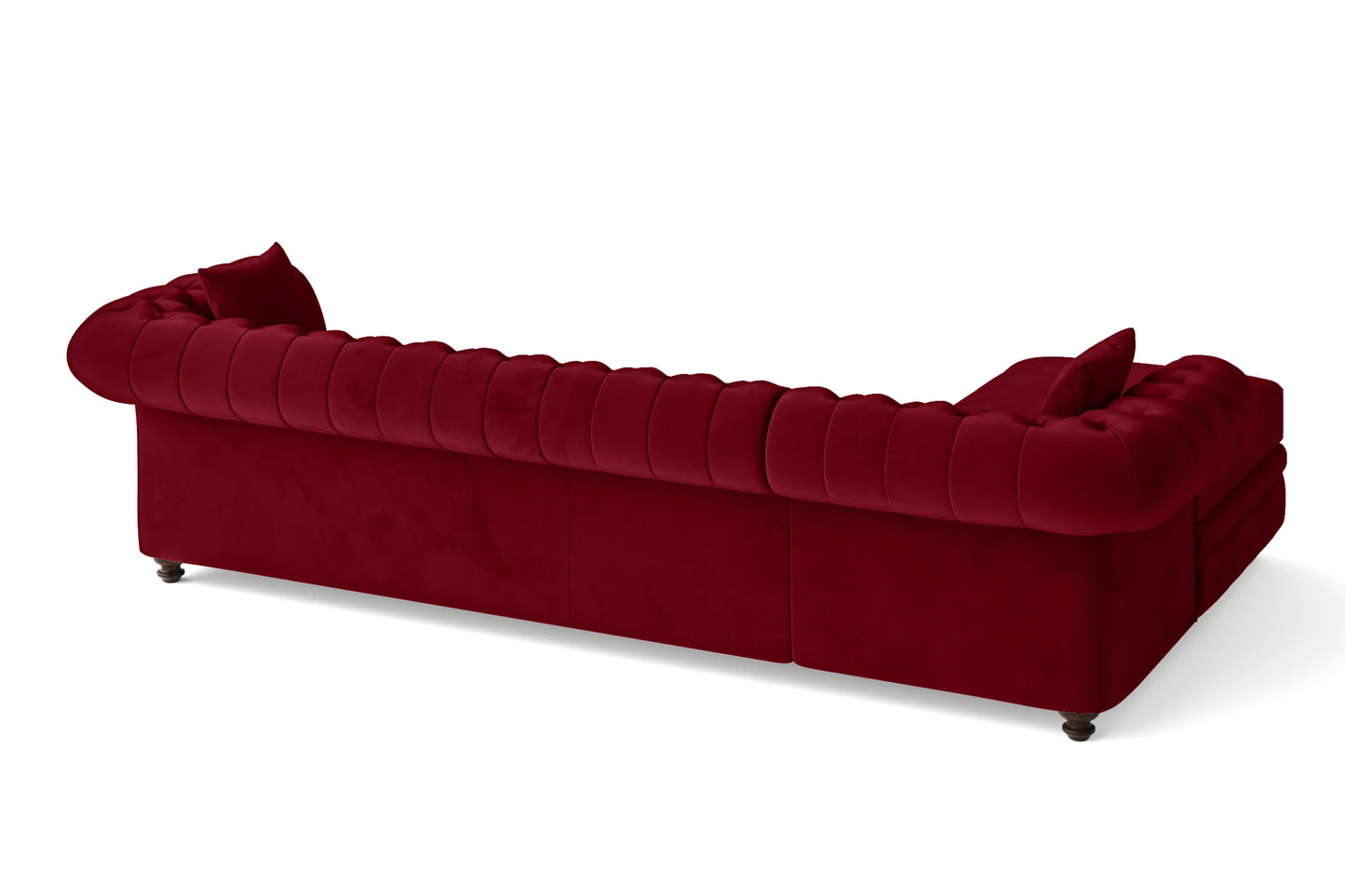 Pesaro 4 Seater Left Hand Facing Chaise Lounge Corner Sofa Red Velvet