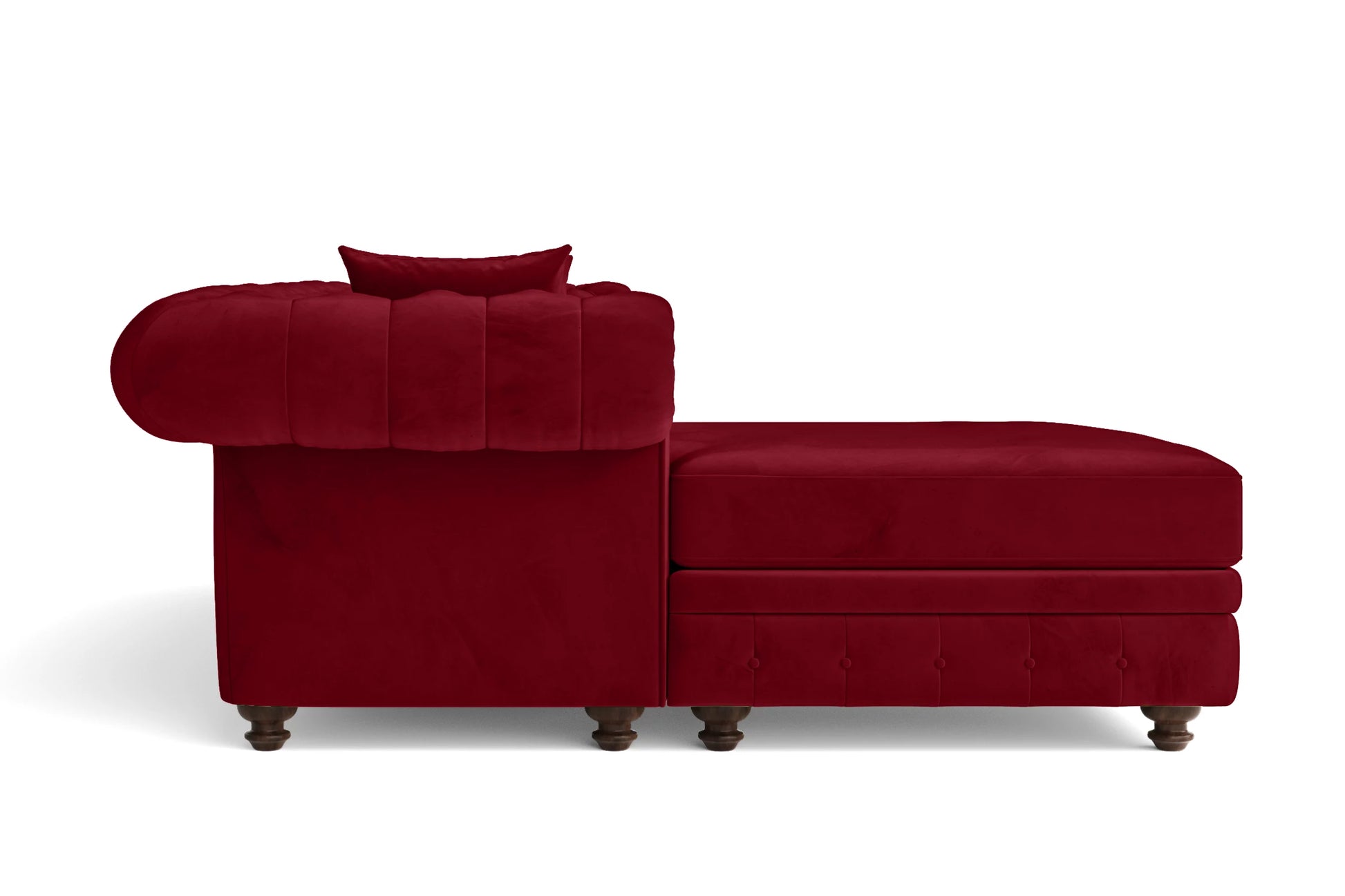 Pesaro 4 Seater Left Hand Facing Chaise Lounge Corner Sofa Red Velvet