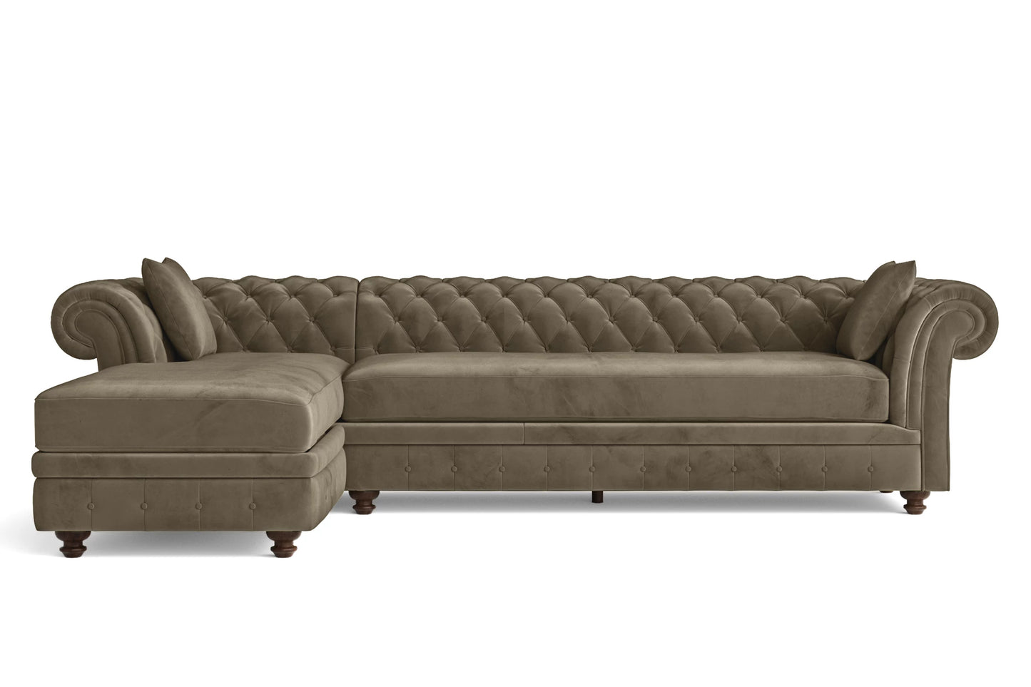 Pesaro 4 Seater Left Hand Facing Chaise Lounge Corner Sofa Sand Velvet