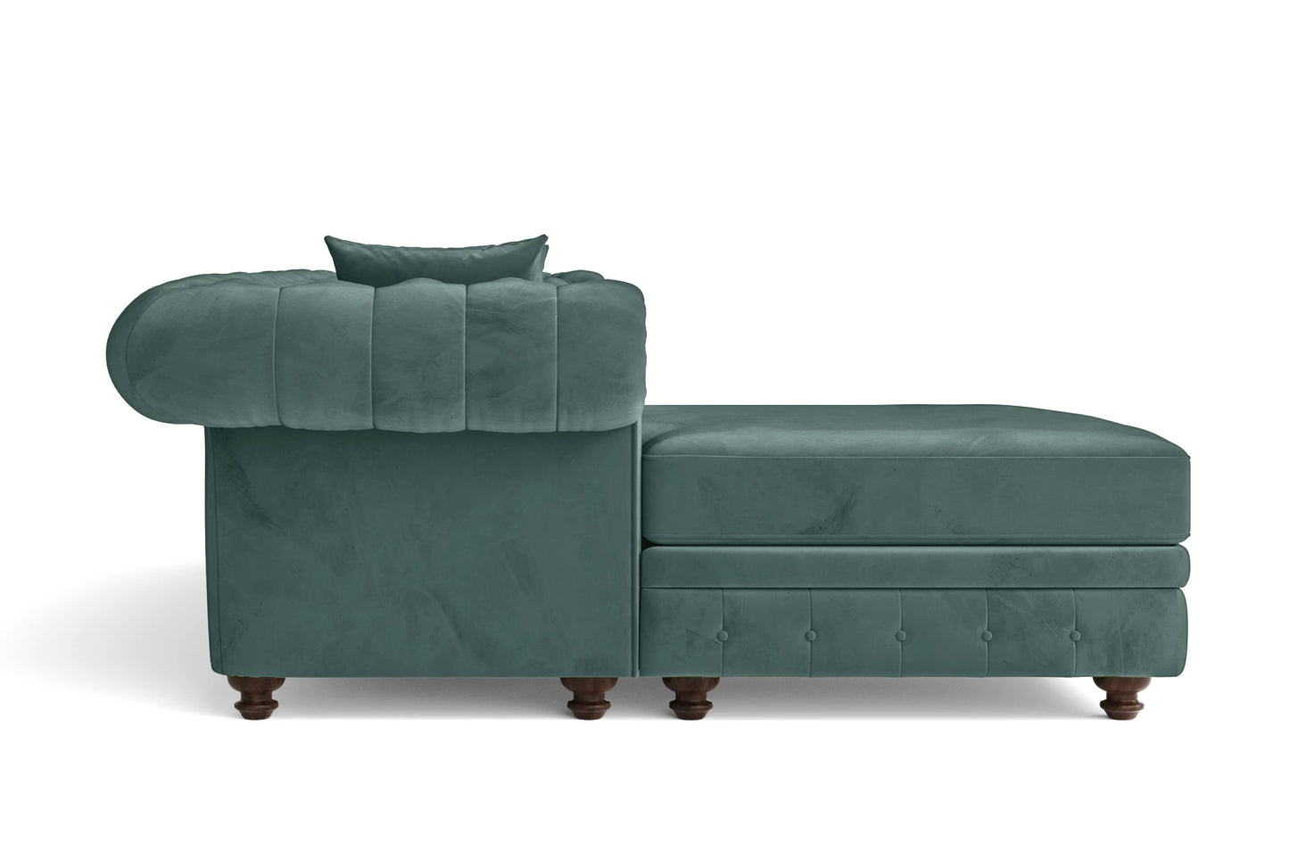 Pesaro 4 Seater Left Hand Facing Chaise Lounge Corner Sofa Teal Velvet