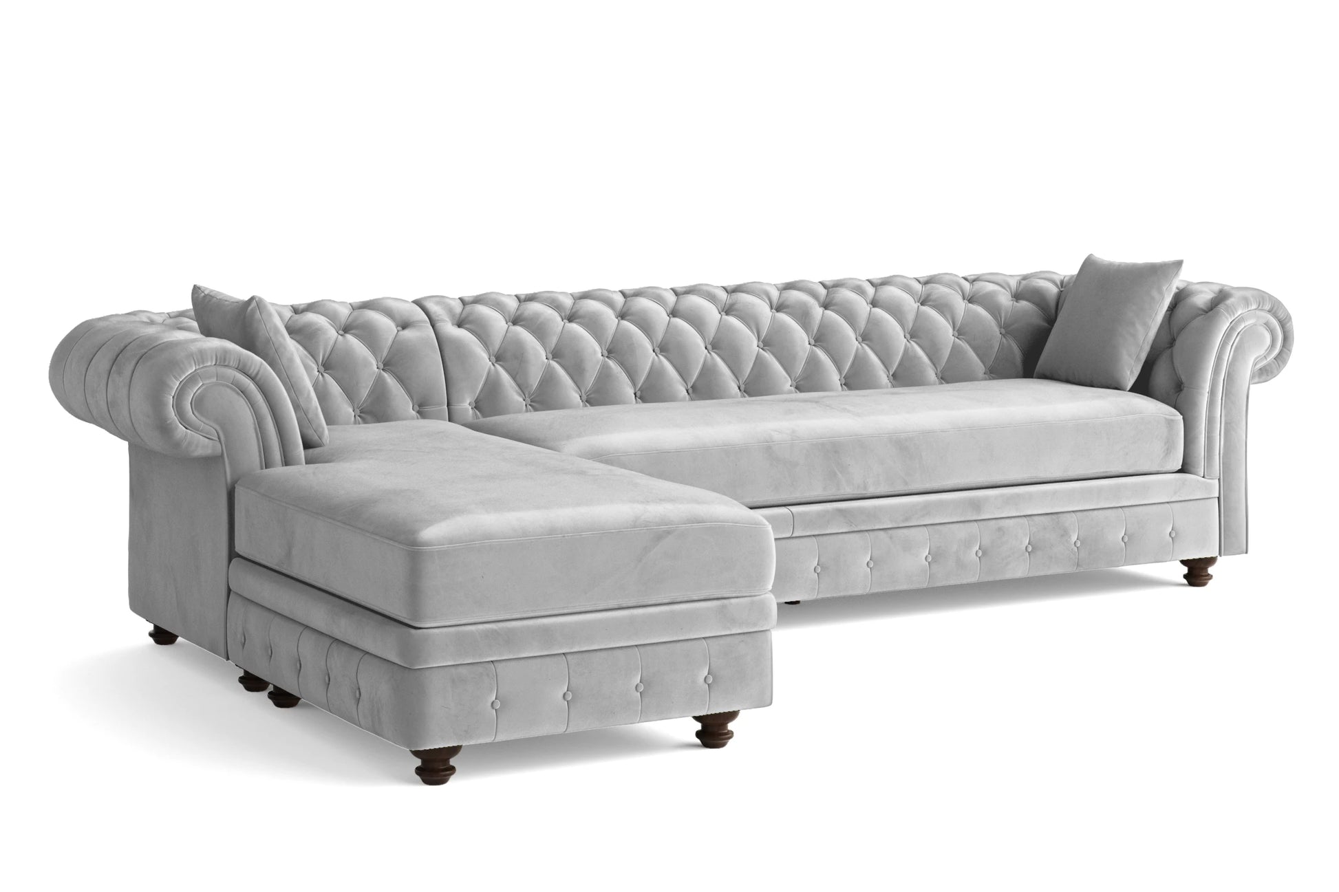 Pesaro 4 Seater Left Hand Facing Chaise Lounge Corner Sofa White Velvet