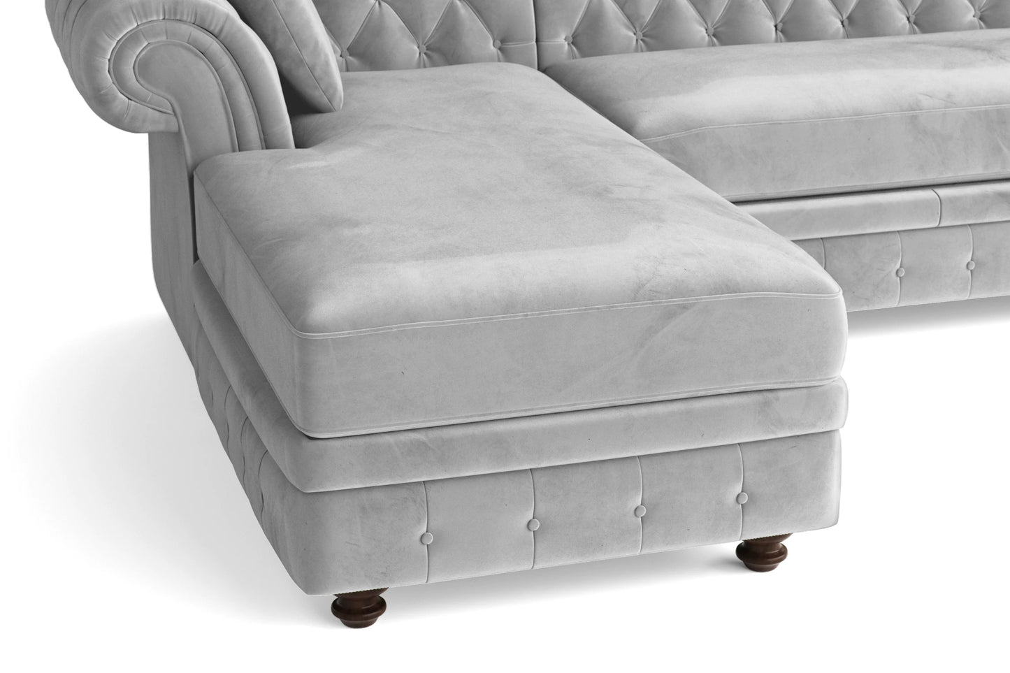 Pesaro 4 Seater Left Hand Facing Chaise Lounge Corner Sofa White Velvet