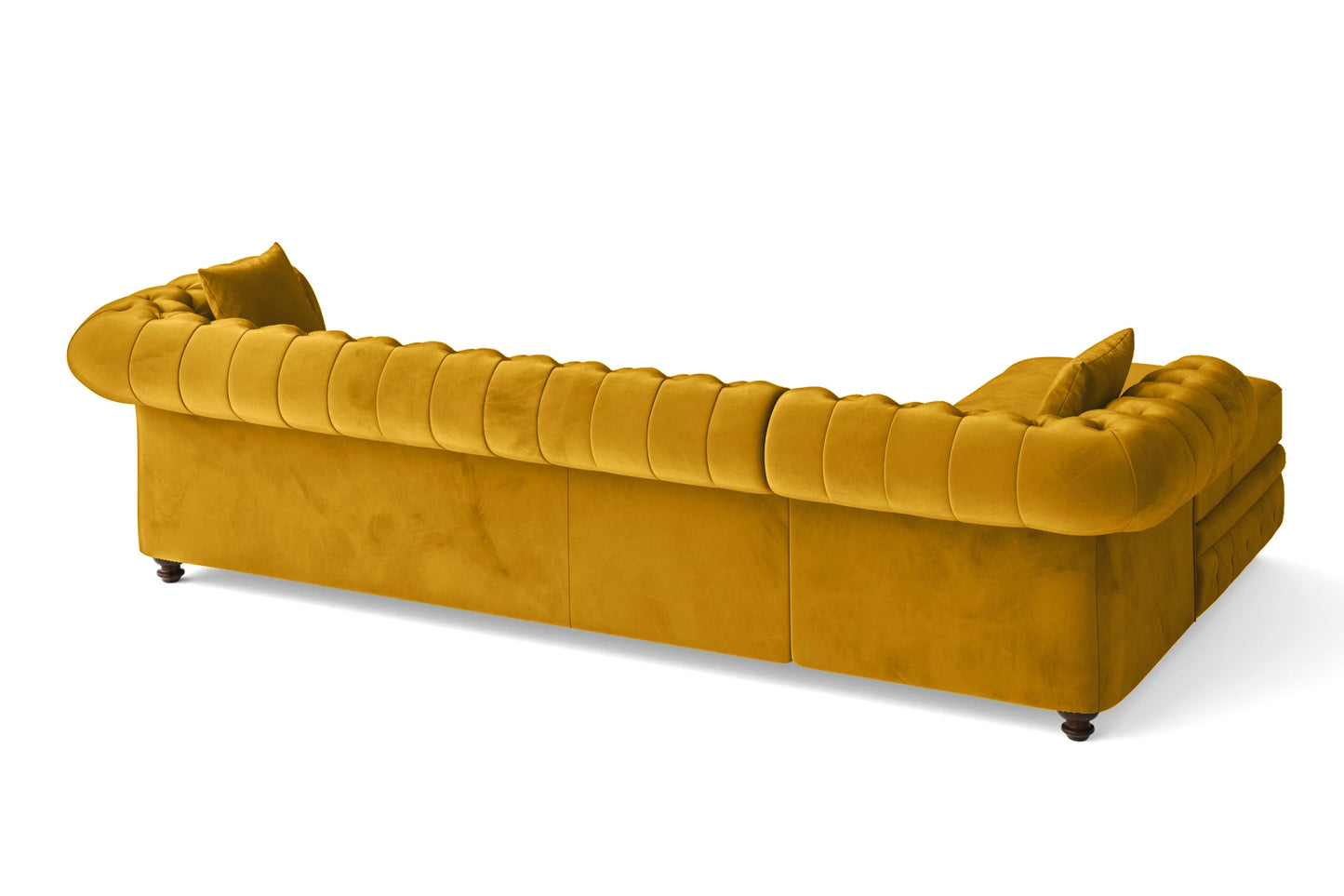 Pesaro 4 Seater Left Hand Facing Chaise Lounge Corner Sofa Yellow Velvet