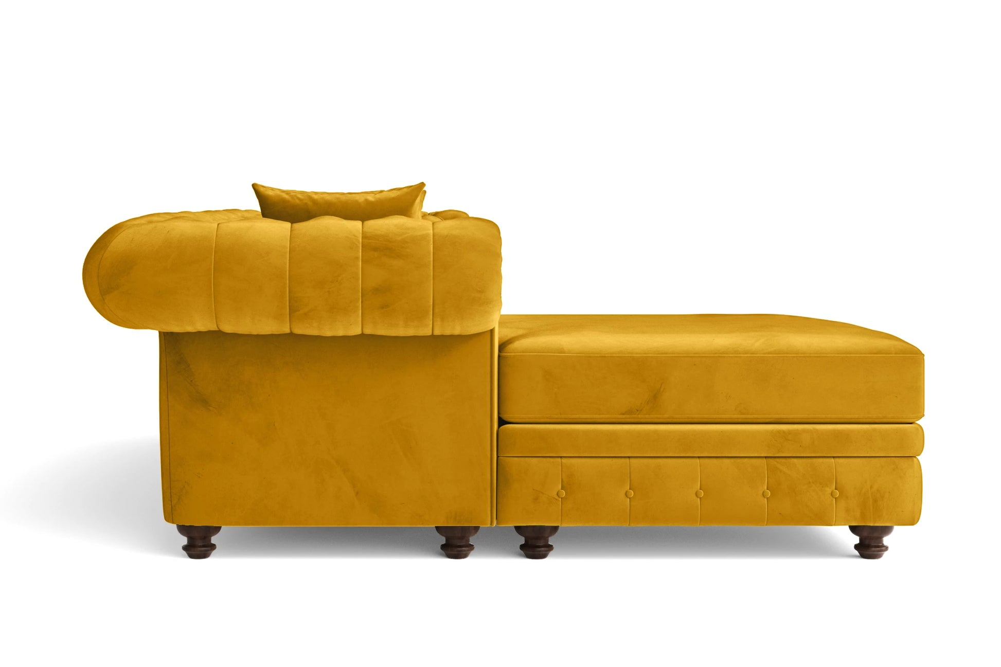 Pesaro 4 Seater Left Hand Facing Chaise Lounge Corner Sofa Yellow Velvet