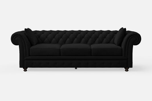 Pesaro 4 Seater Sofa Black Linen Fabric