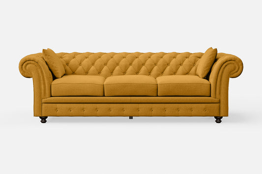 Pesaro 4 Seater Sofa Yellow Linen Fabric