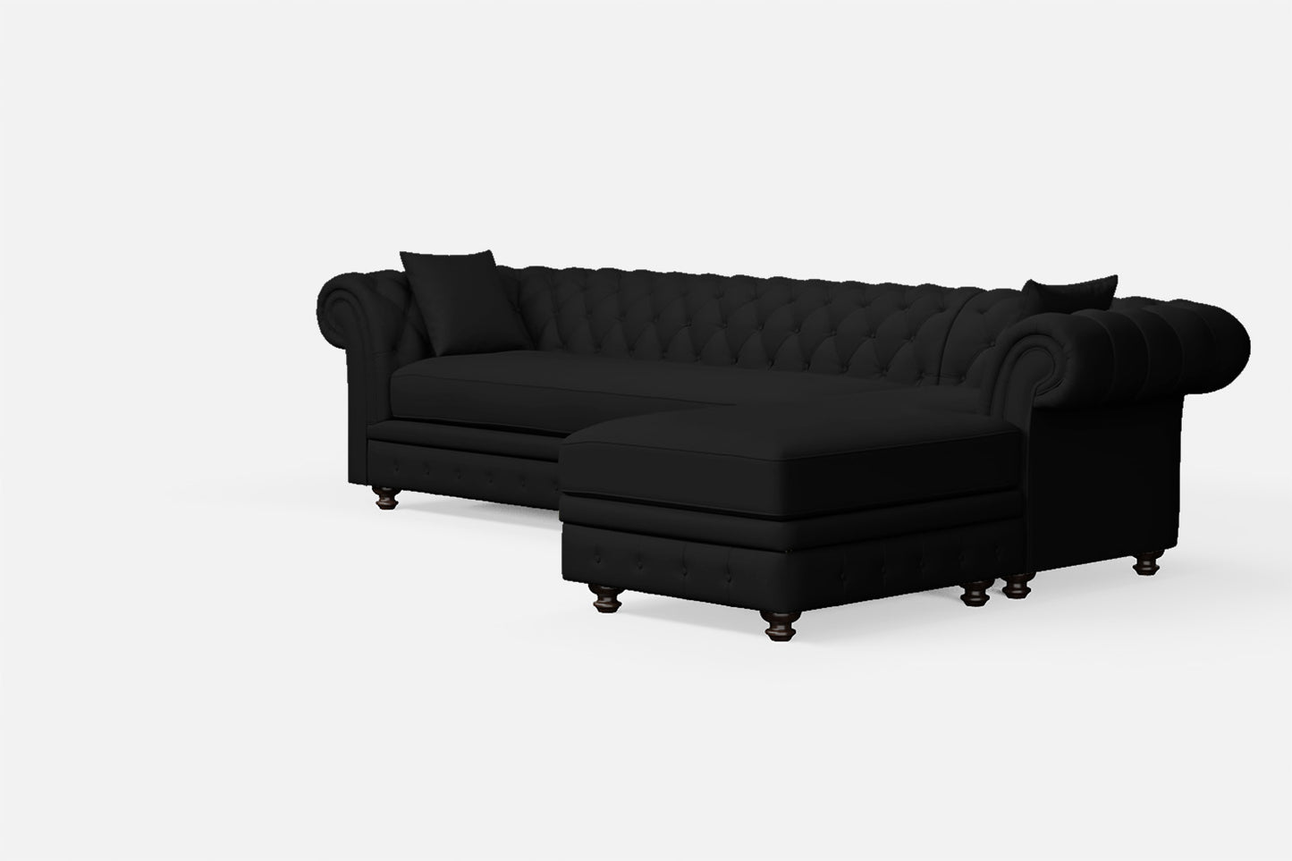 Pesaro 4 Seater Right Hand Facing Chaise Lounge Corner Sofa Black Leather