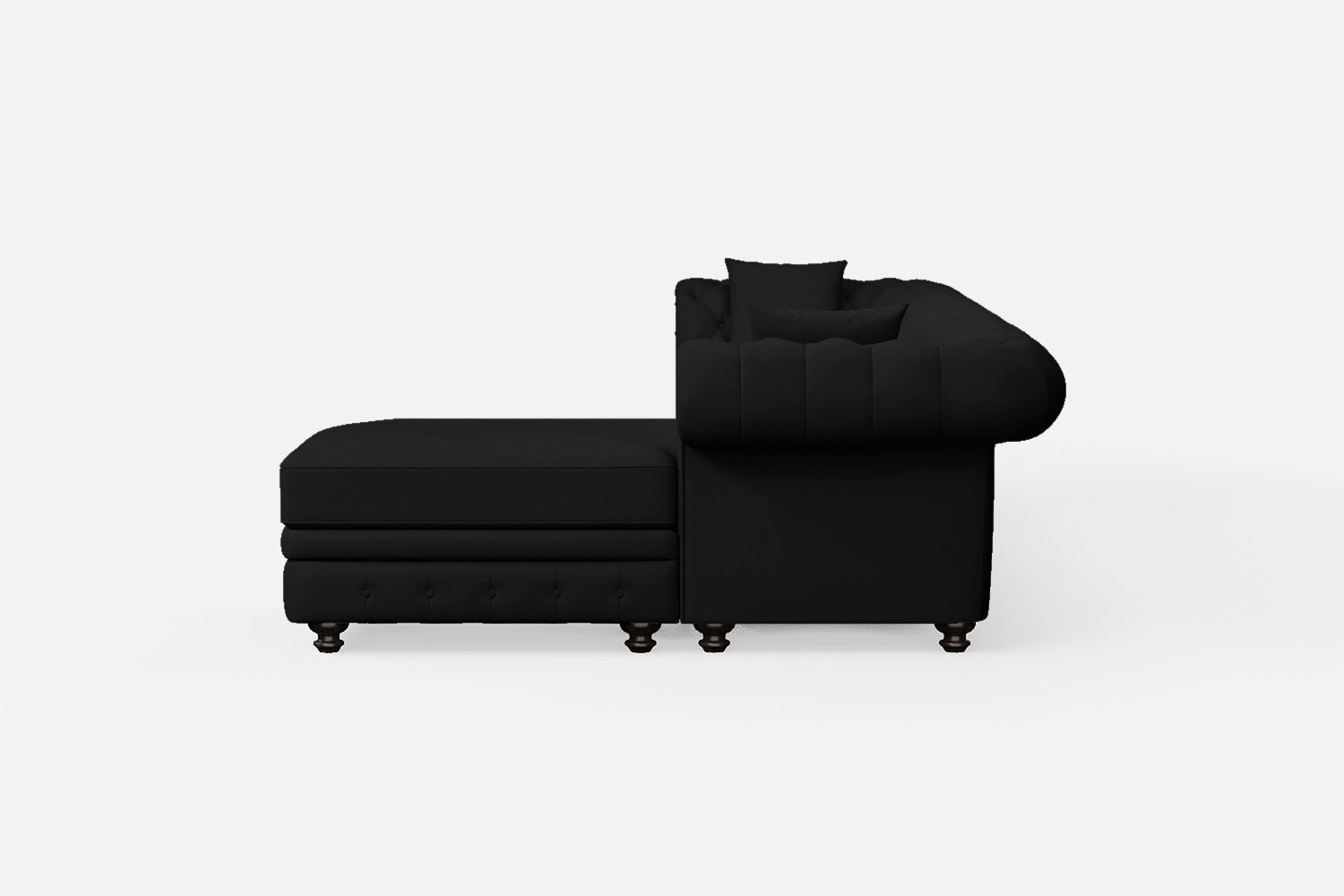 Pesaro 4 Seater Right Hand Facing Chaise Lounge Corner Sofa Black Leather